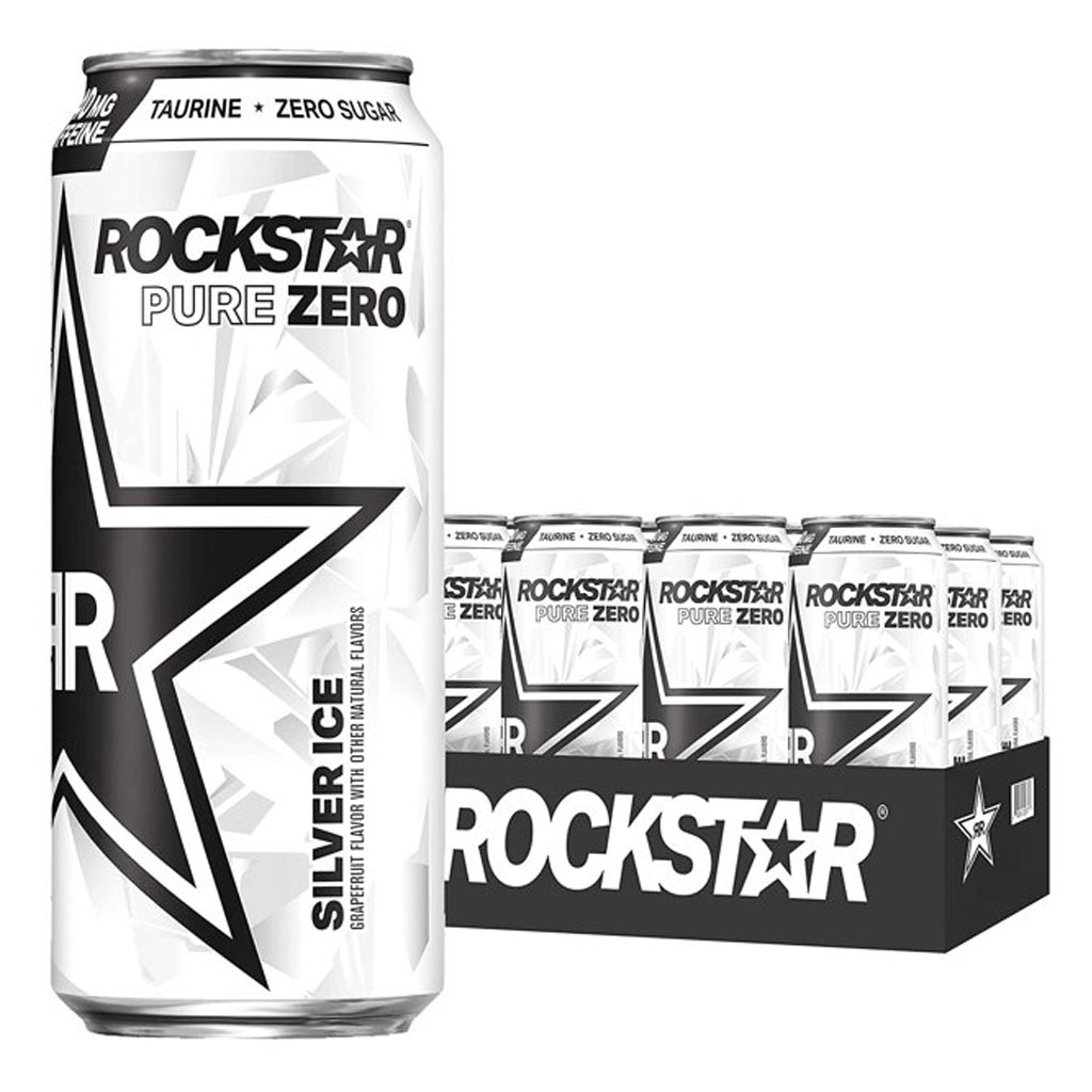 Rockstar Pure Zero Sugar Silver Ice Energy Drink, 16 oz Can