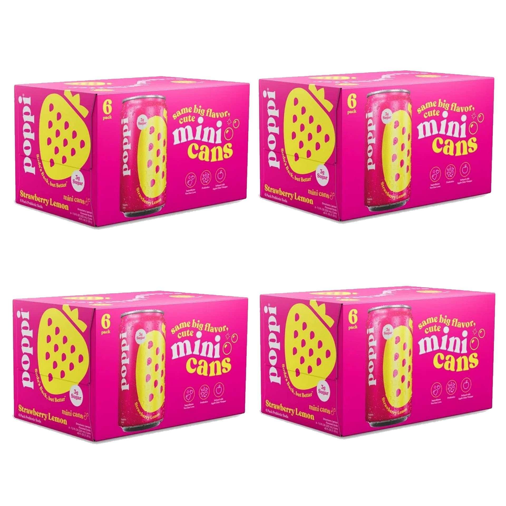 Poppi Strawberry Lemon Prebiotic Soda (47607) - 7.5 oz Cans 24 pk - Image 2