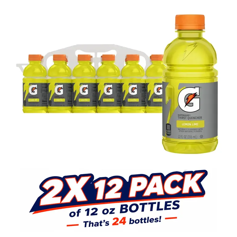 Product image of Gatorade Lemon Lime - 12 oz 12 pk packaging and bottles/cans for online ordering and delivery.